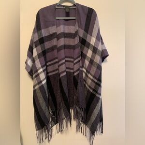 Purple Plaid Cashmere Banana Republic Poncho